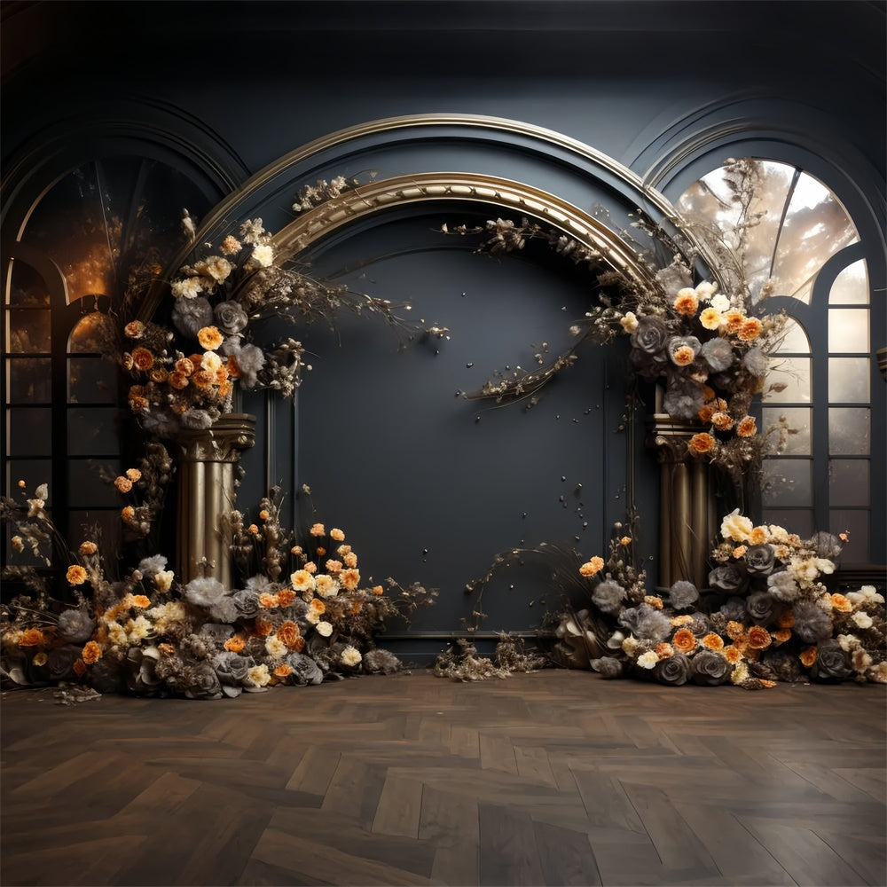 Maternity Photo Backdrops Dark Opulent Floral Arch Backdrop UK GTY2-14