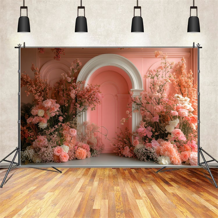 Maternity Backdrops Delicate Floral Blush Archway Backdrop UK GTY2-20