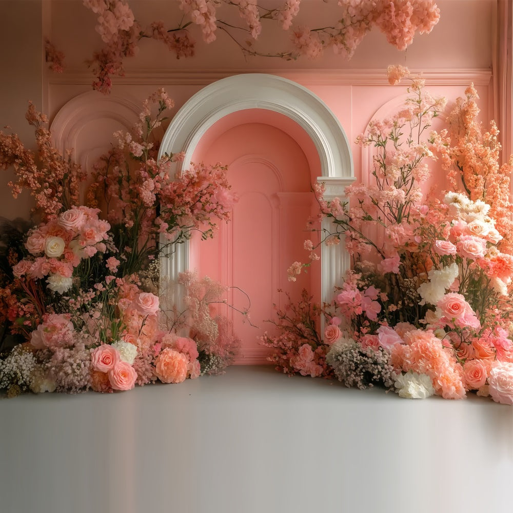 Maternity Backdrops Delicate Floral Blush Archway Backdrop UK GTY2-20