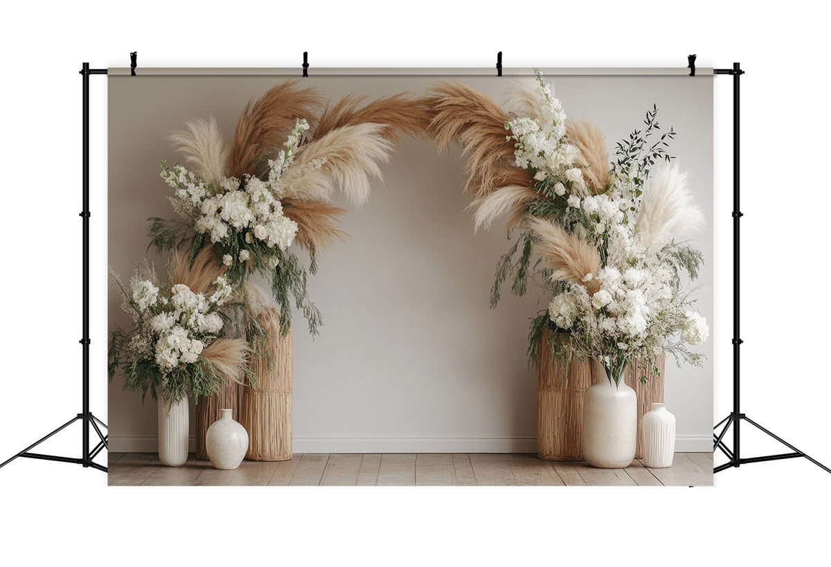 Backdrops For Maternity Photos Pampas Grass Floral Arch Backdrop UK GTY2-22