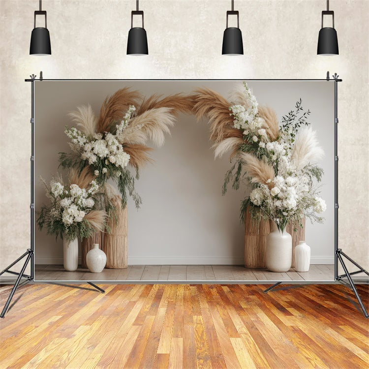 Backdrops For Maternity Photos Pampas Grass Floral Arch Backdrop UK GTY2-22