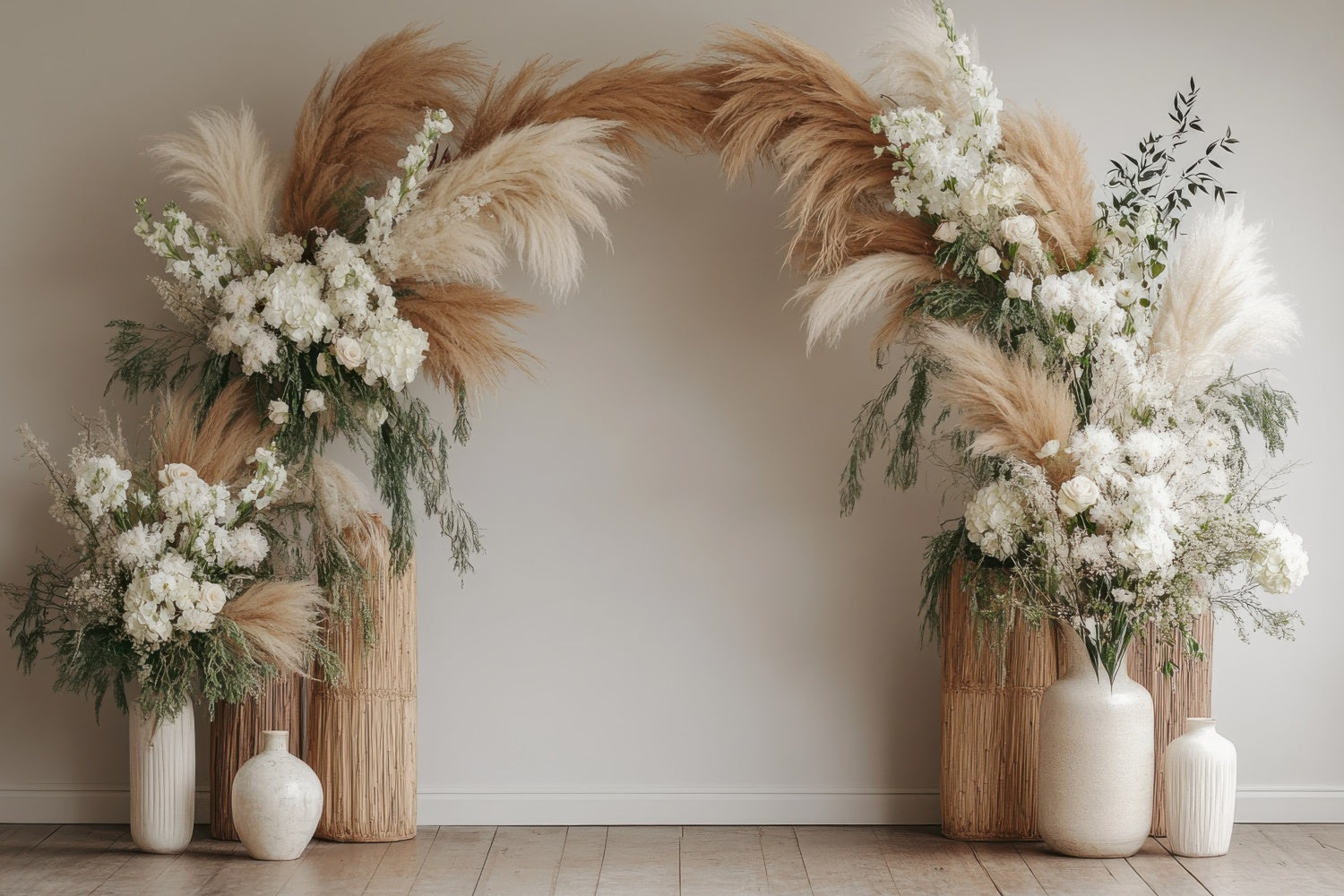 Backdrops For Maternity Photos Pampas Grass Floral Arch Backdrop UK GTY2-22