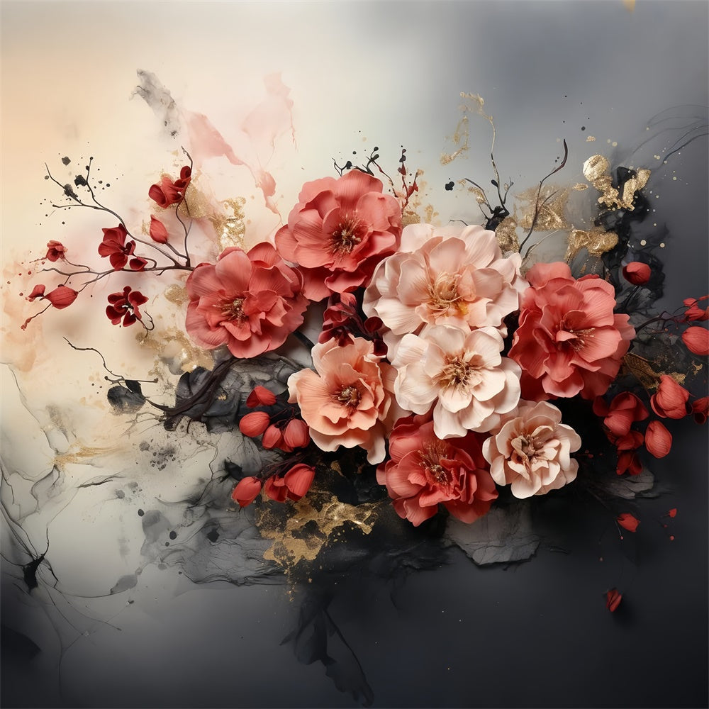 Maternity Photoshoot Backdrop Elegant Red Blossom Art Backdrop UK GTY2-31