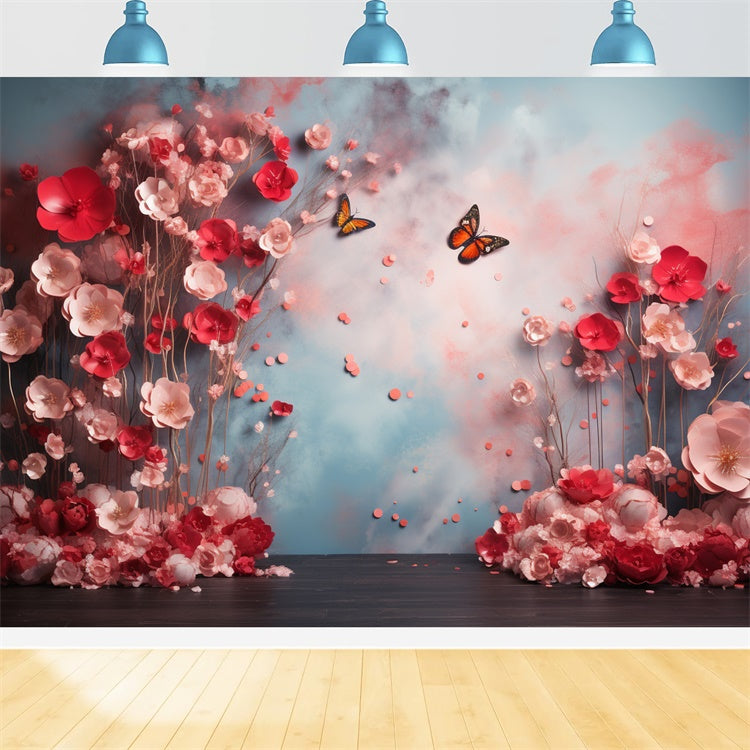 Maternity Photo Backdrops Butterfly Floral Fantasy Backdrop UK GTY2-33