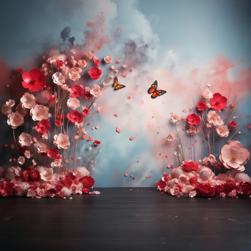 Maternity Photo Backdrops Butterfly Floral Fantasy Backdrop UK GTY2-33