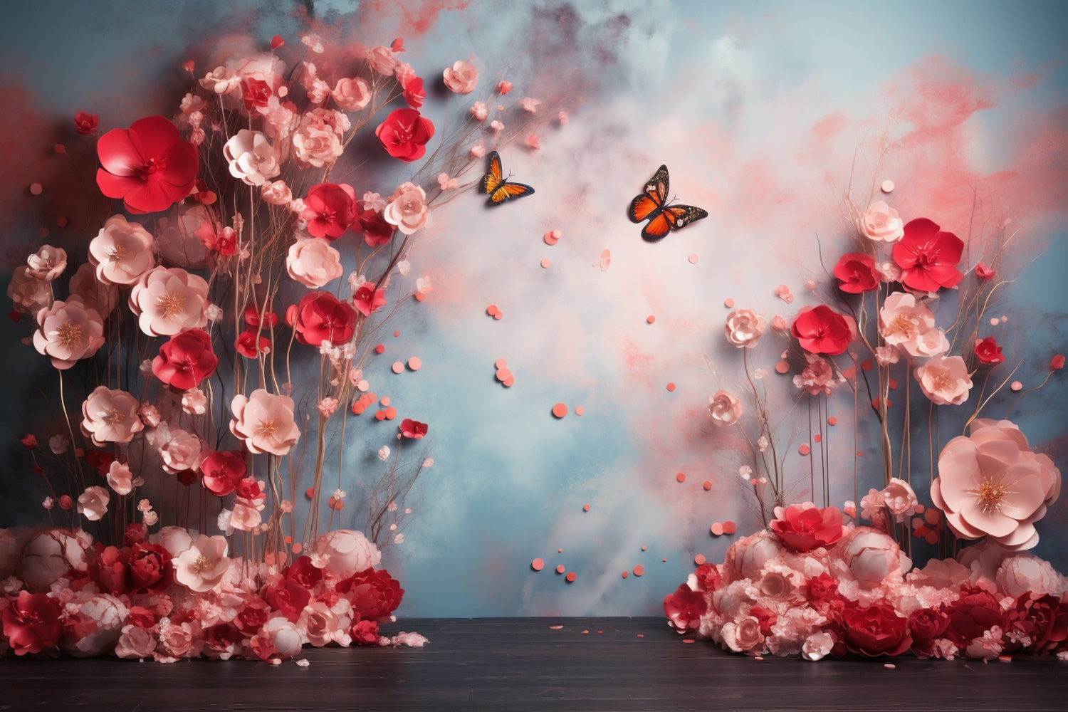 Maternity Photo Backdrops Butterfly Floral Fantasy Backdrop UK GTY2-33