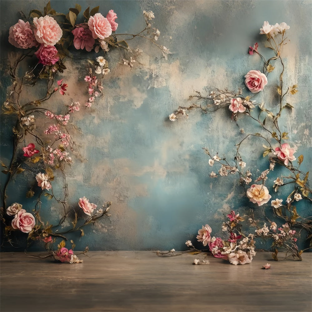 Maternity Photography Backdrops Rustic Blue Blossoms Vine Backdrop UK GTY2-37