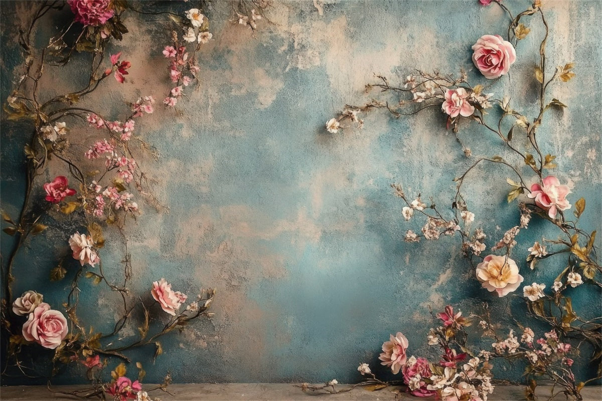 Maternity Photography Backdrops Rustic Blue Blossoms Vine Backdrop UK GTY2-37