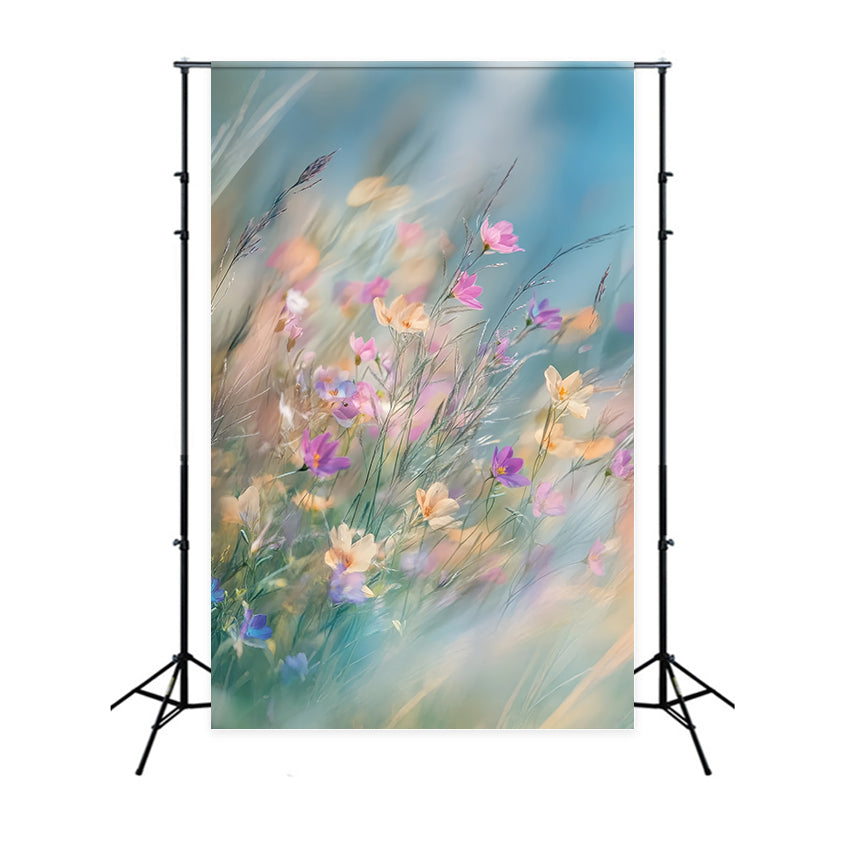 Maternity Photo Backdrops Soft Windy Dreamy Wildflowers Backdrop UK GTY2-42