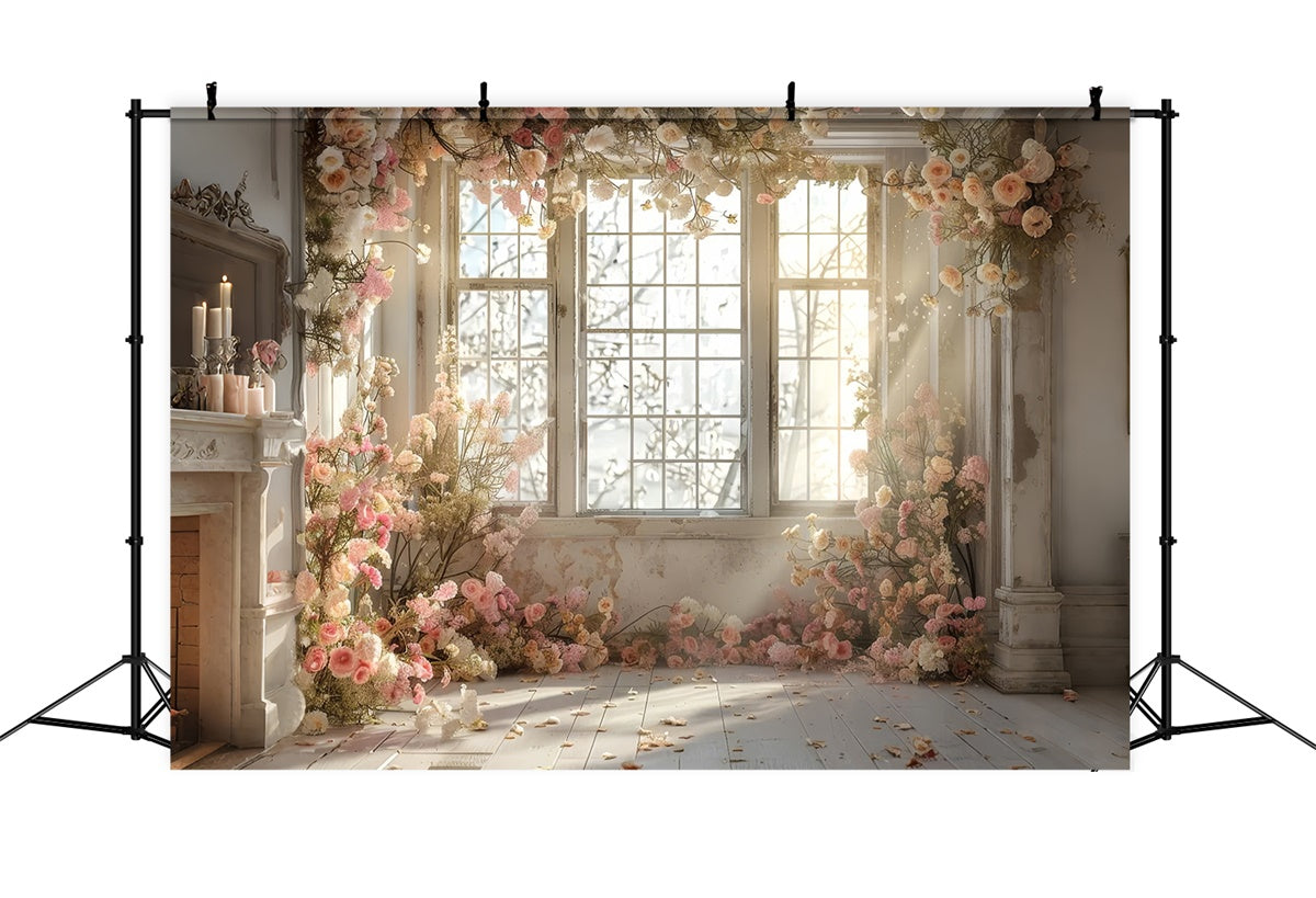 Backdrop For Maternity Photoshoot Cozy Sunlit Floral Charm Backdrop UK GTY2-46