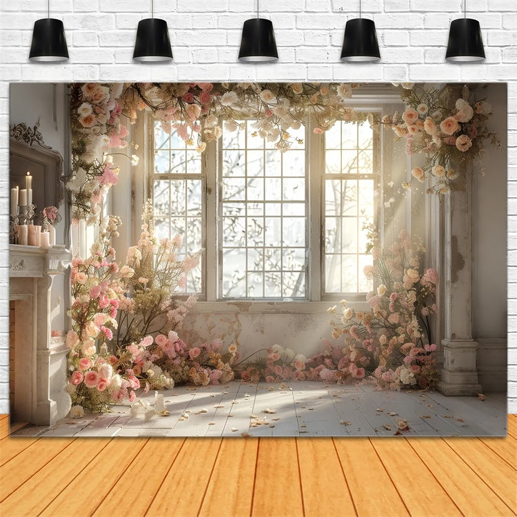 Backdrop For Maternity Photoshoot Cozy Sunlit Floral Charm Backdrop UK GTY2-46