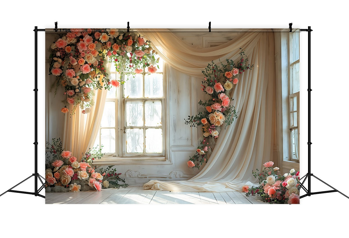 Maternity Photoshoot Backdrop Romantic Blush Rose Drape Backdrop UK GTY2-50