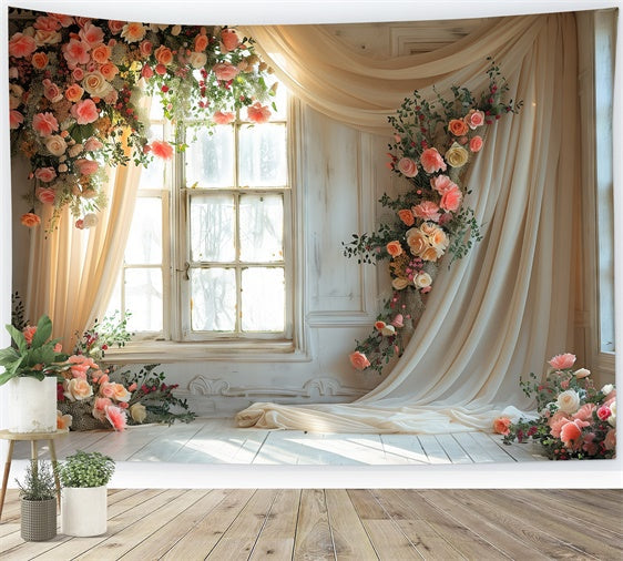 Maternity Photoshoot Backdrop Romantic Blush Rose Drape Backdrop UK GTY2-50