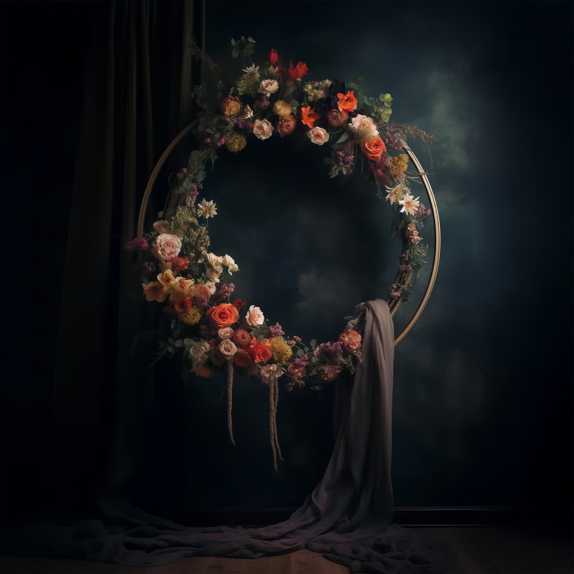 Backdrops For Maternity Photos Antique Floral Crescent Hoop Backdrop UK GTY2-9