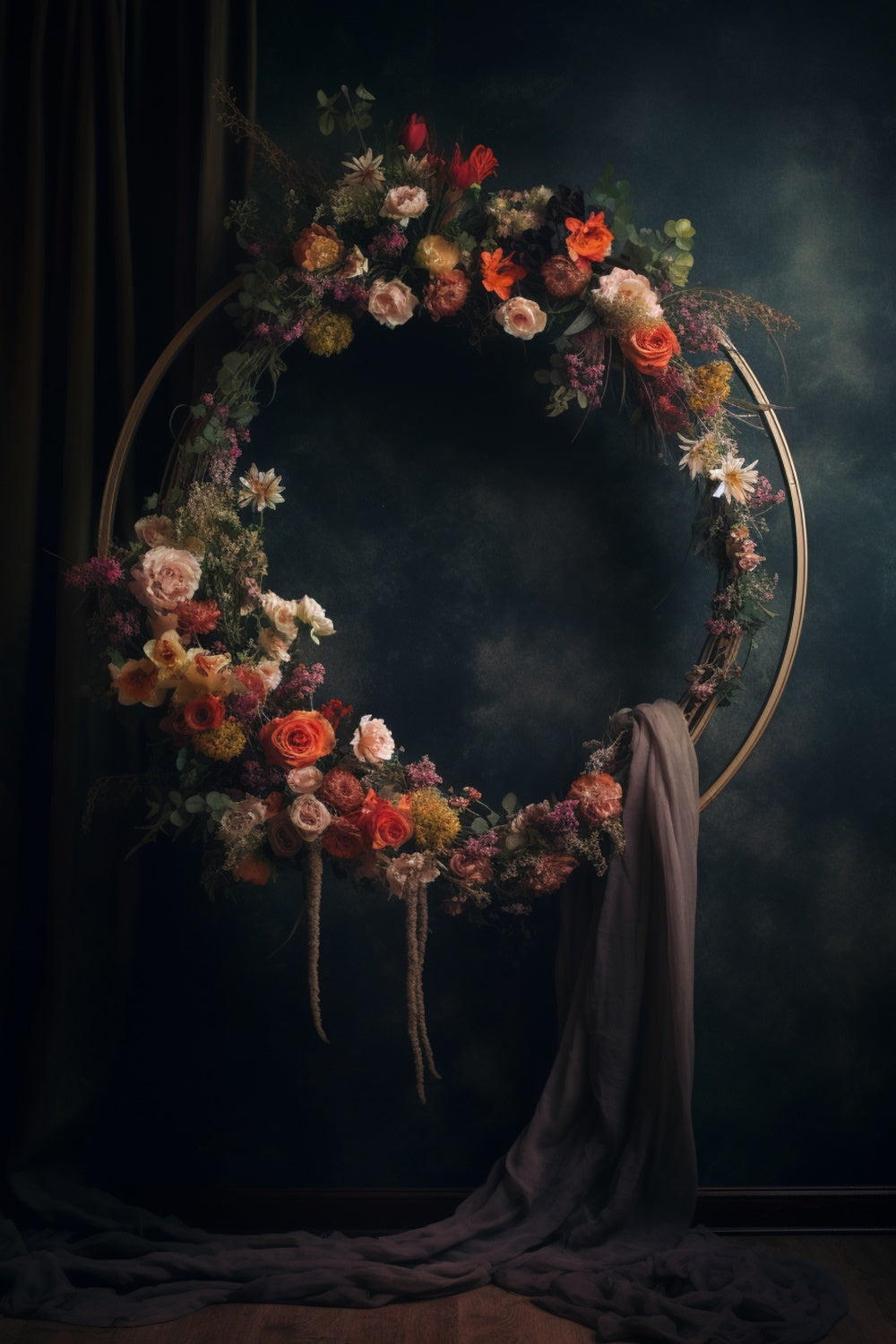 Backdrops For Maternity Photos Antique Floral Crescent Hoop Backdrop UK GTY2-9