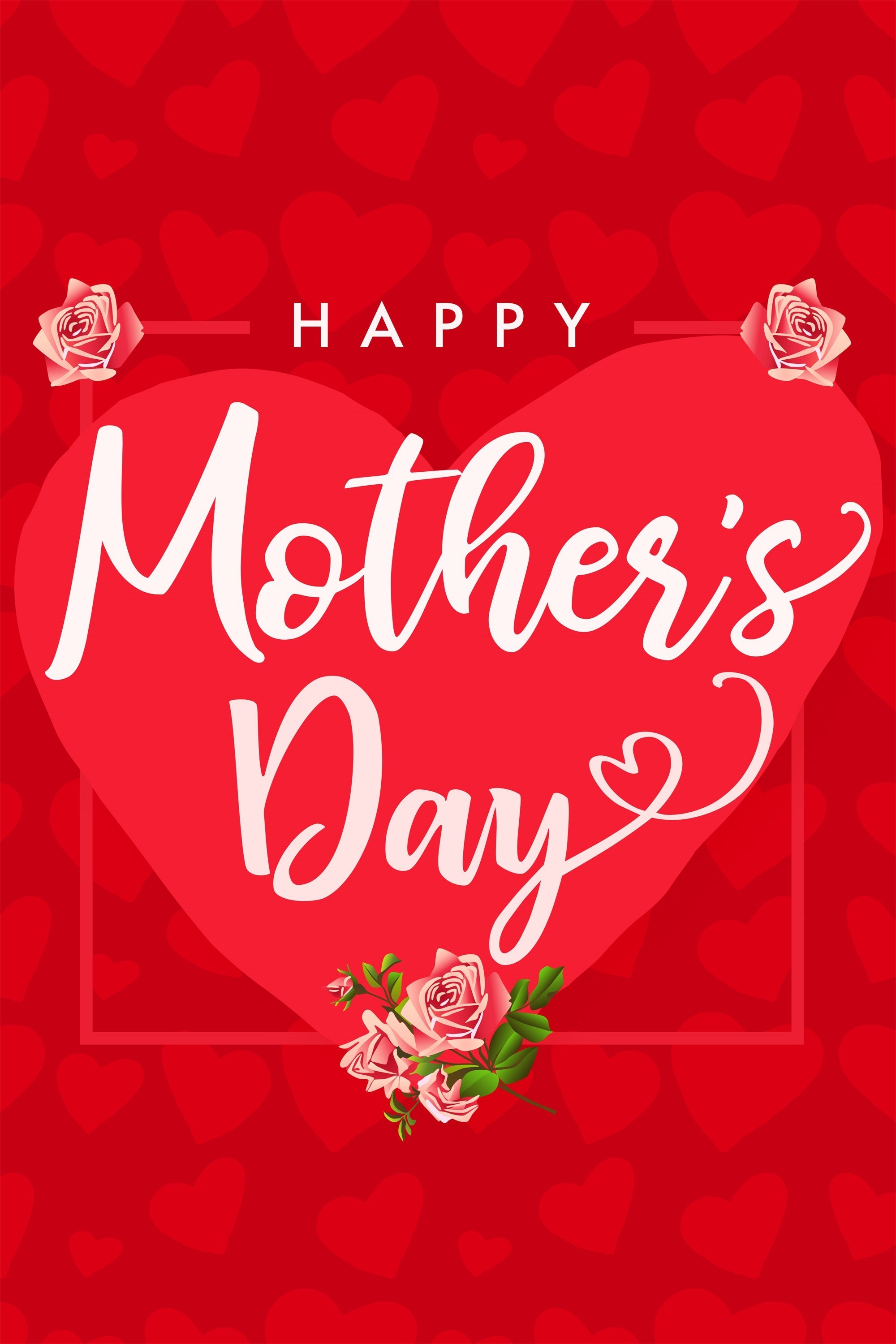 Backdrop For Mothers Day Romantic Red Heart Customized Backdrop UK GTY3-185