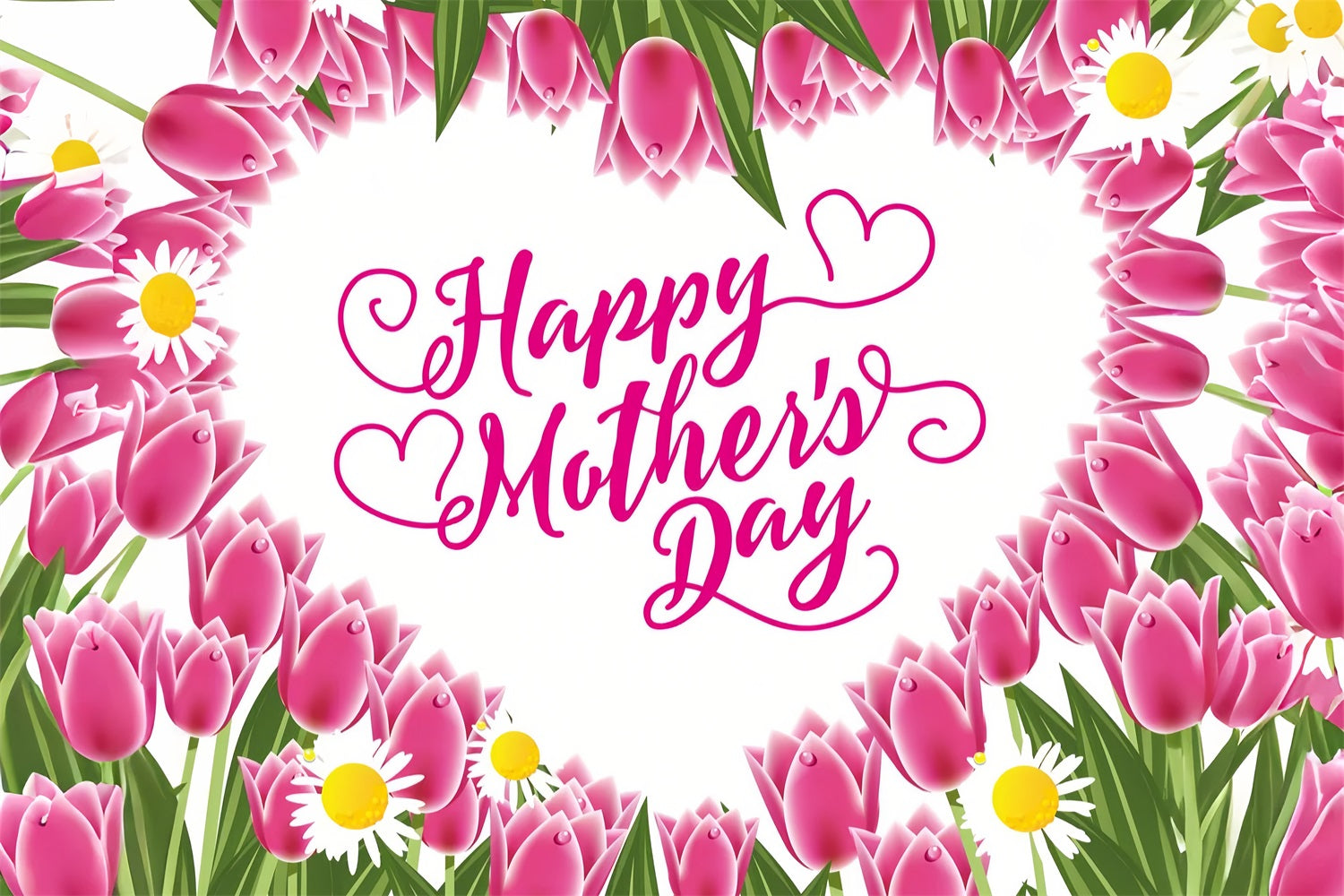 Happy Mother's Day Backdrop Enchanted Tulip Heart Personalised Backdrop UK GTY3-187