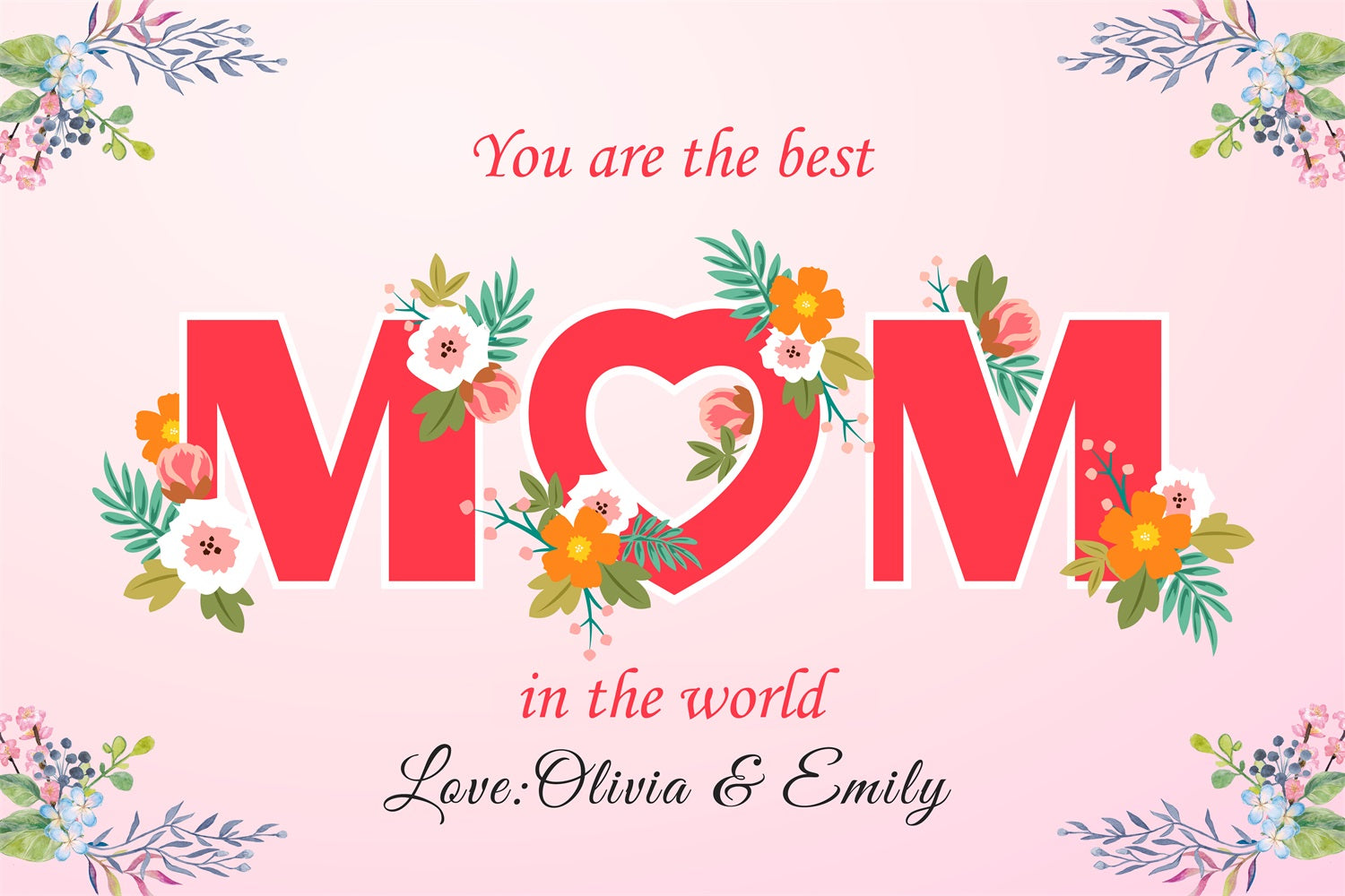 Mothers Day Photo Backdrop Floral Heart Love Custom Backdrop UK GTY3-192