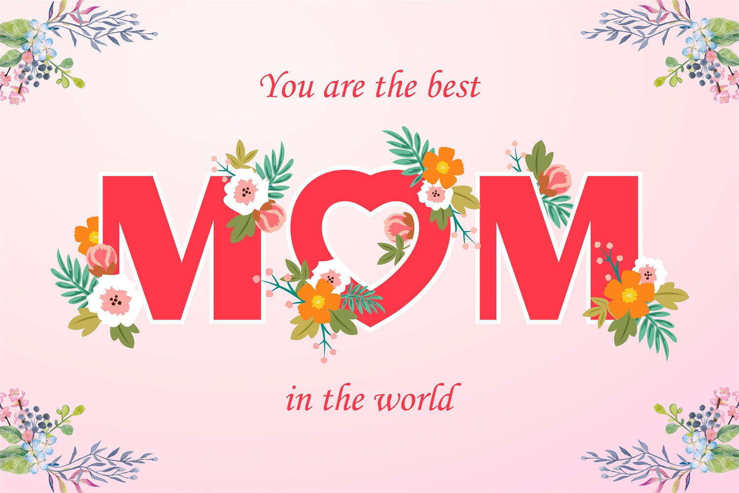 Mothers Day Photo Backdrop Floral Heart Love Custom Backdrop UK GTY3-192