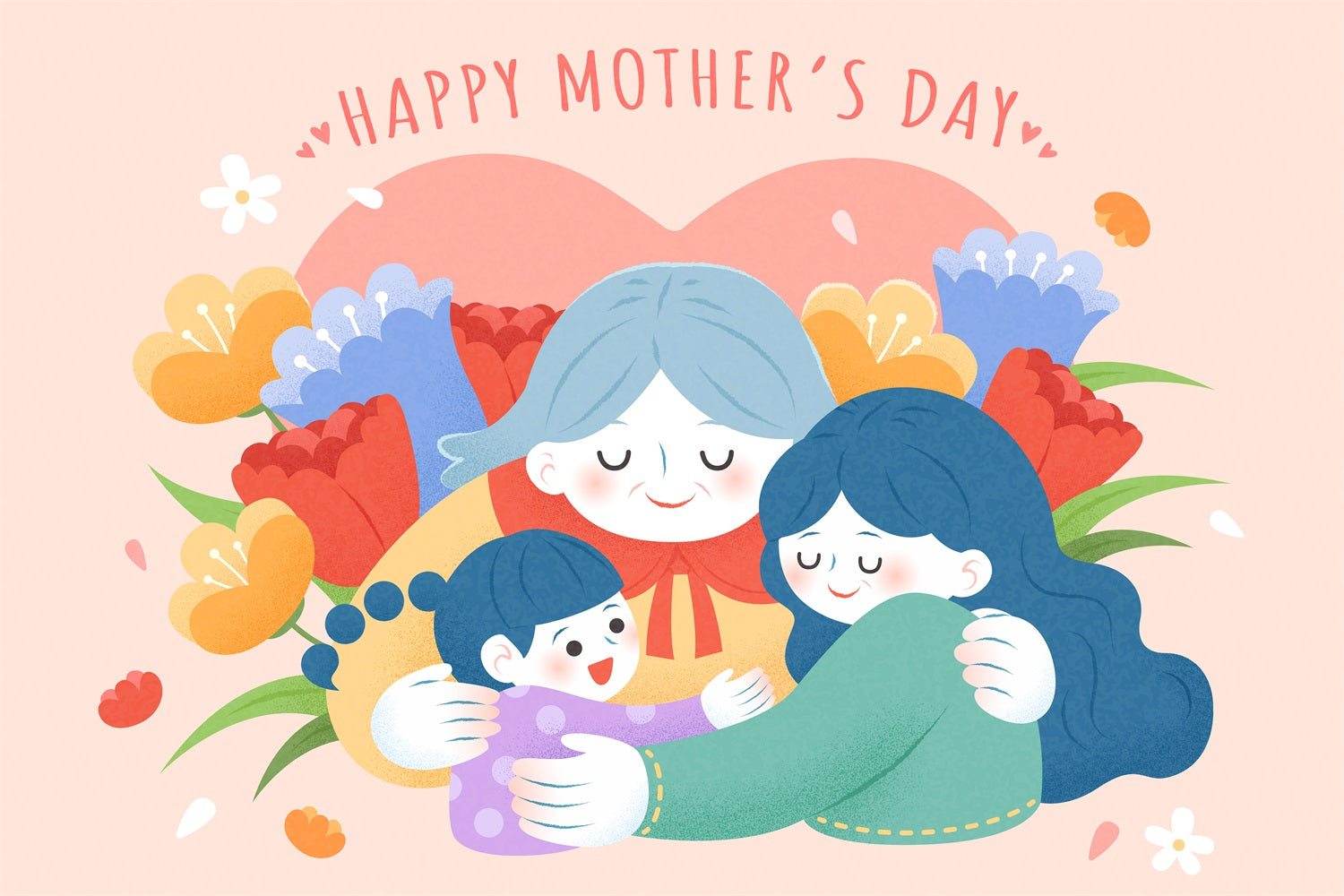 Mothers Day Backdrop Hug Love Floral Personalized Backdrop UK GTY3-194