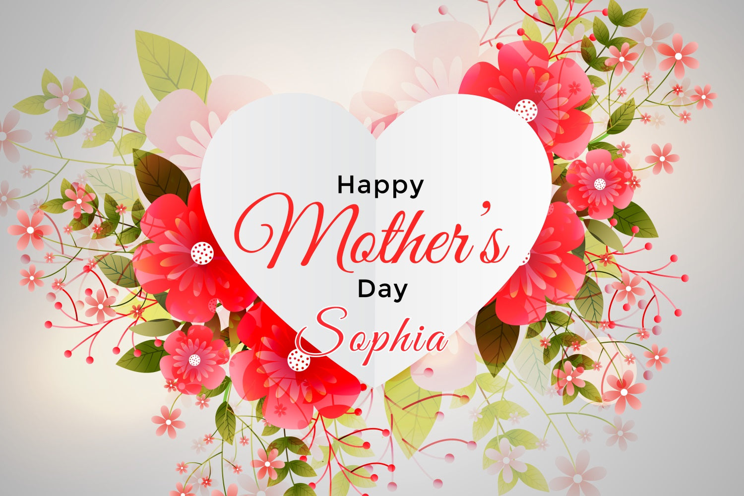 Backdrops For Mother's Day Red Floral Heart Personalised Backdrop UK GTY3-195