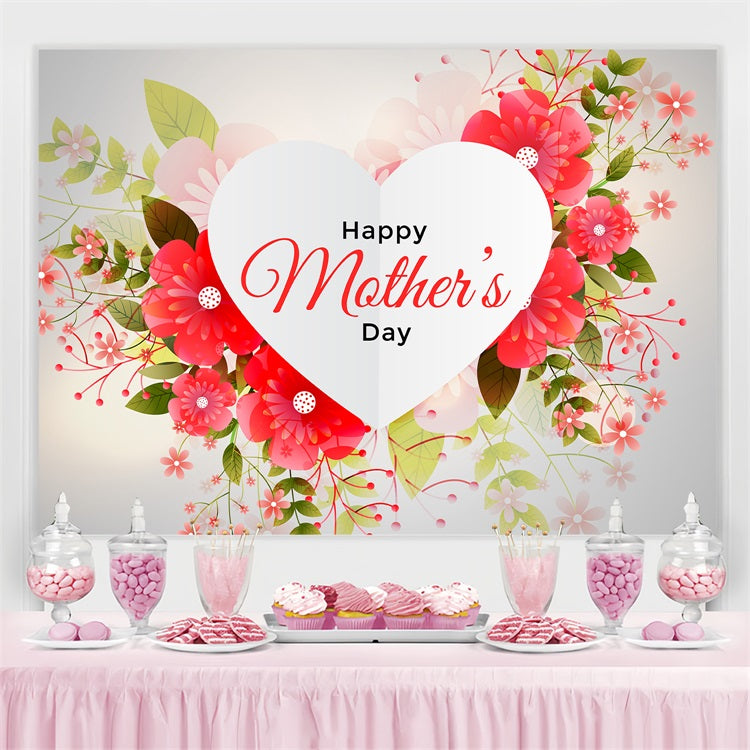 Backdrops For Mother's Day Red Floral Heart Personalised Backdrop UK GTY3-195