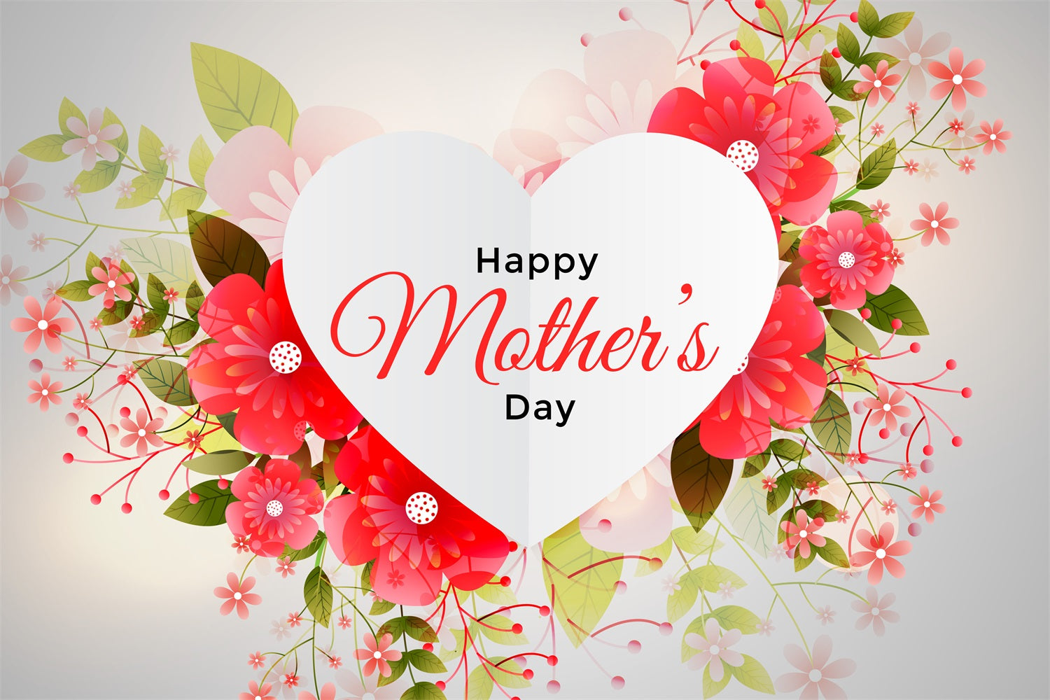 Backdrops For Mother's Day Red Floral Heart Personalised Backdrop UK GTY3-195