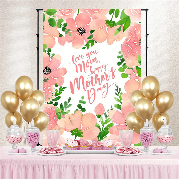 Mother's Day Backdrop Romantic Pink Floral Custom Backdrop UK GTY3-196