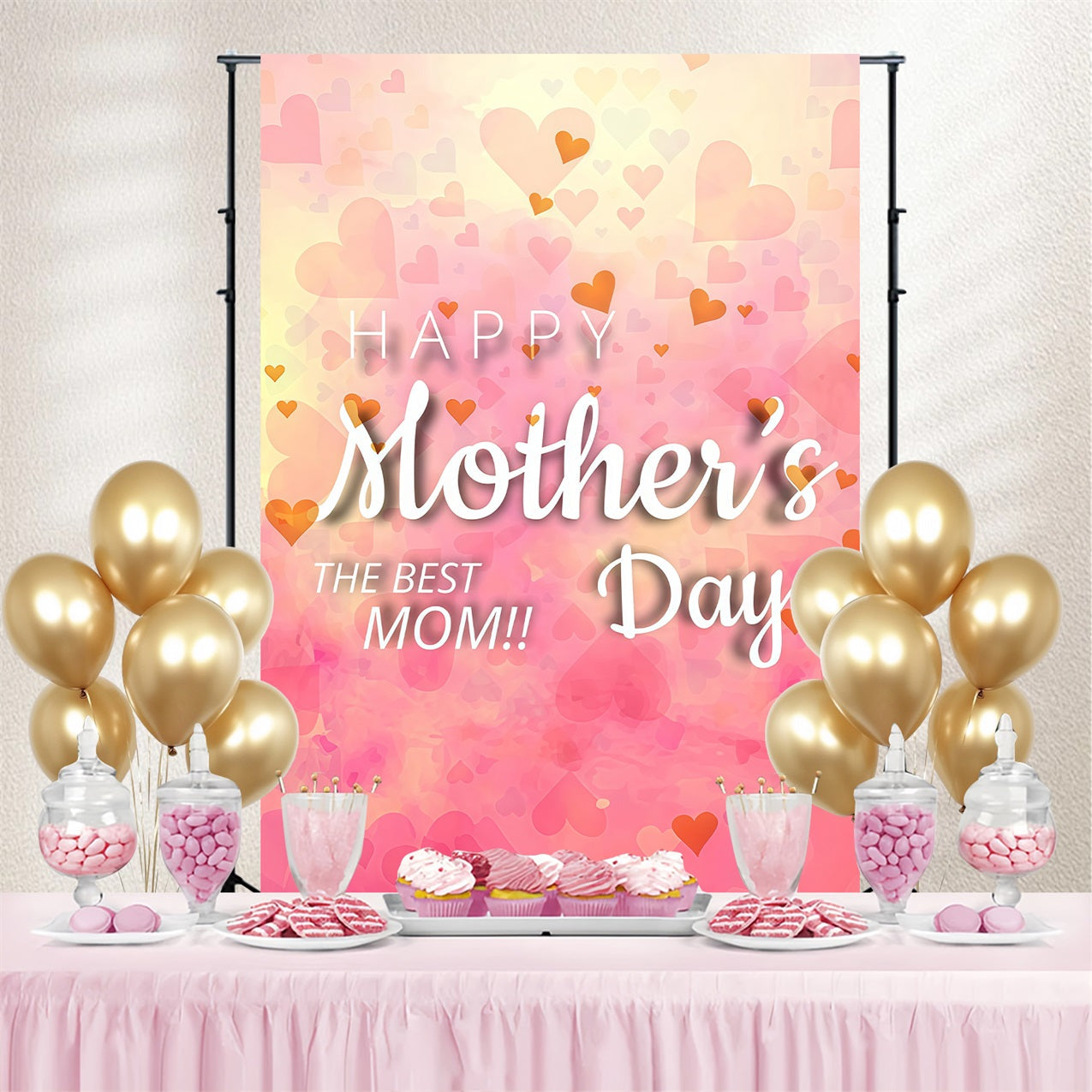 Mothers Day Backdrop Heart Celebration Customized Backdrop UK GTY3-197