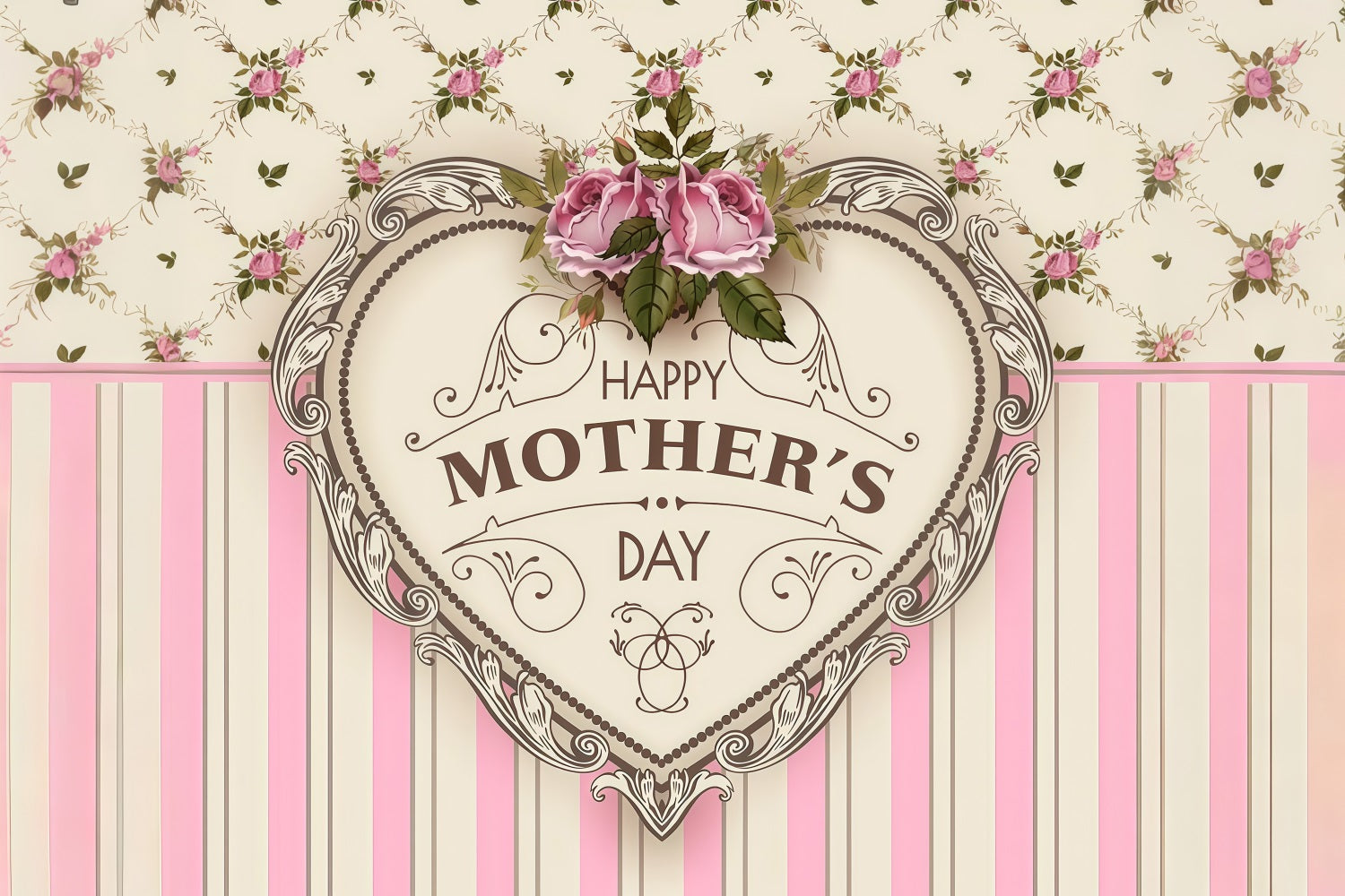 Mother's Day Photo Backdrop Victorian Floral Personalized Backdrop UK GTY3-198