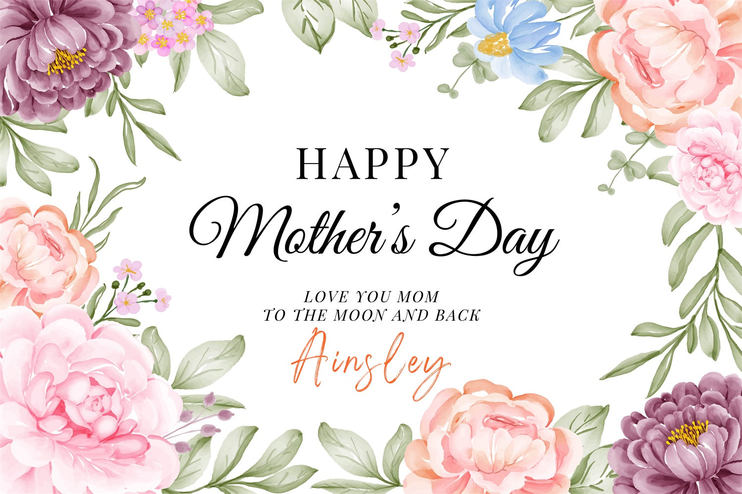 Mothers Day Photo Backdrop Floral Heartfelt Custom Backdrop UK GTY3-200