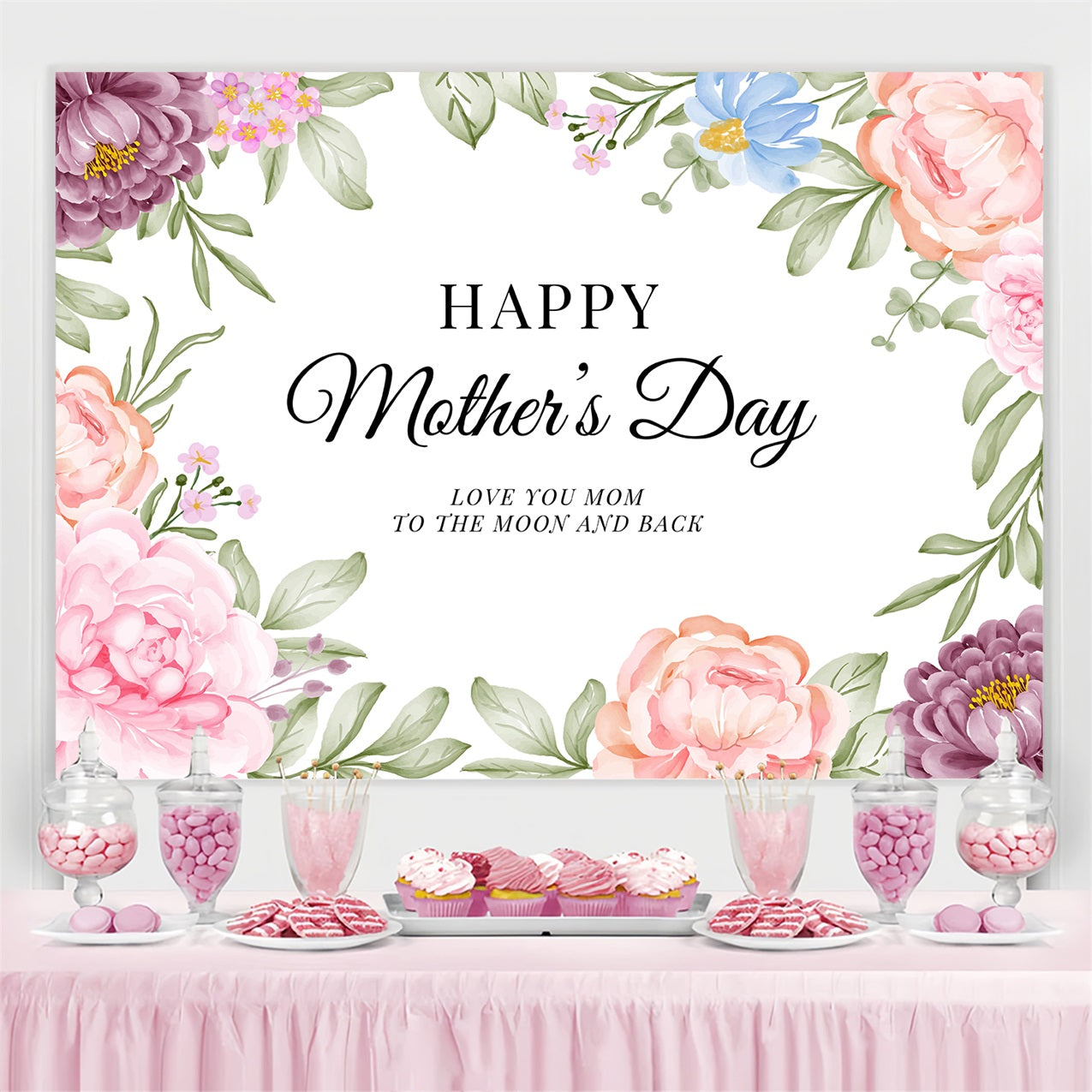 Mothers Day Photo Backdrop Floral Heartfelt Custom Backdrop UK GTY3-200