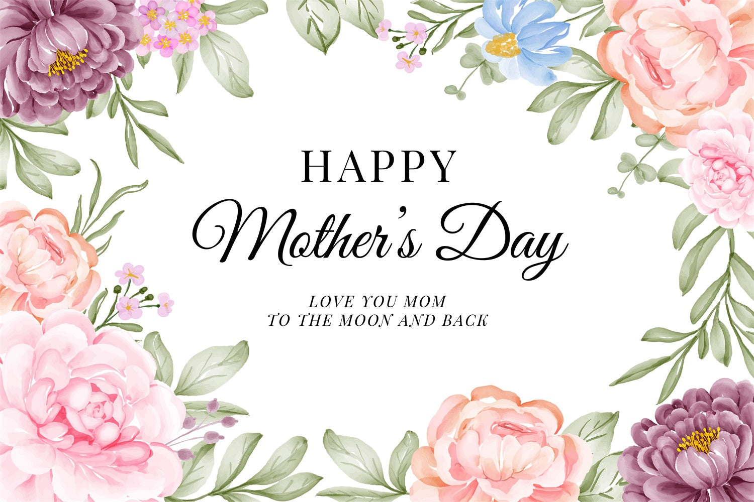 Mothers Day Photo Backdrop Floral Heartfelt Custom Backdrop UK GTY3-200