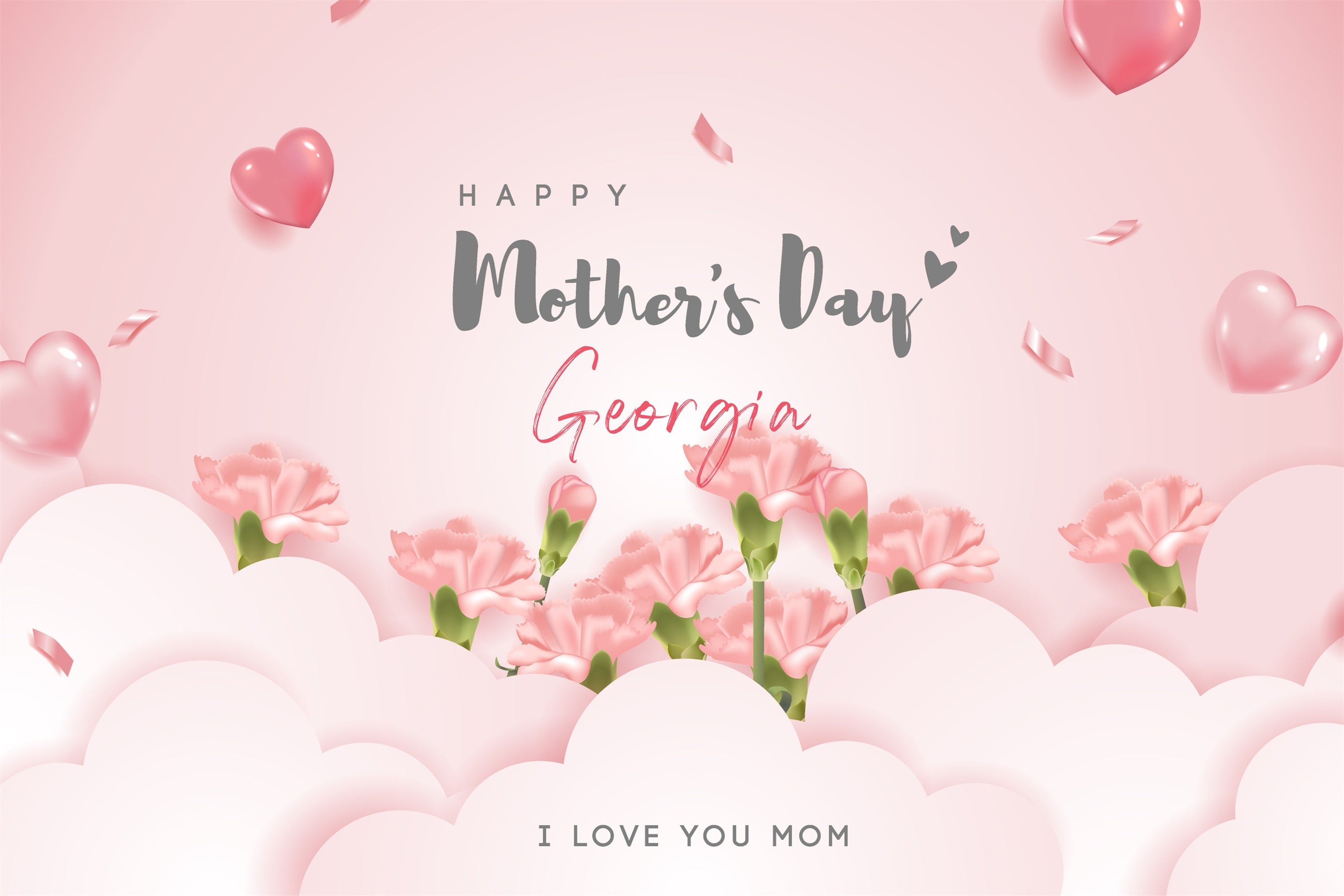 Mother's Day Photo Backdrops Pink Carnation Personalised Backdrop UK GTY3-203
