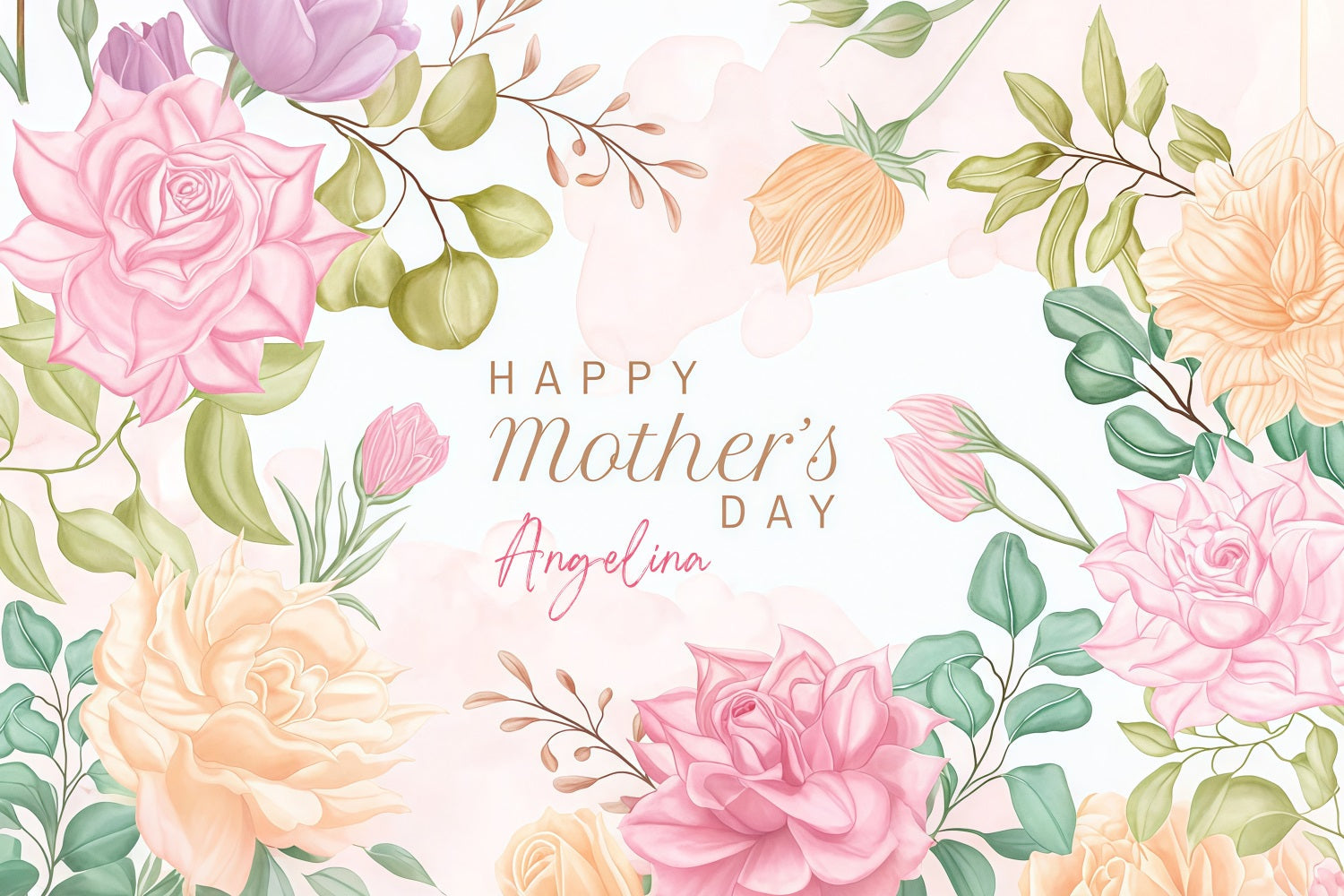 Mother's Day Backdrop Ideas Artistic Watercolor Blossom Custom Backdrop UK GTY3-204