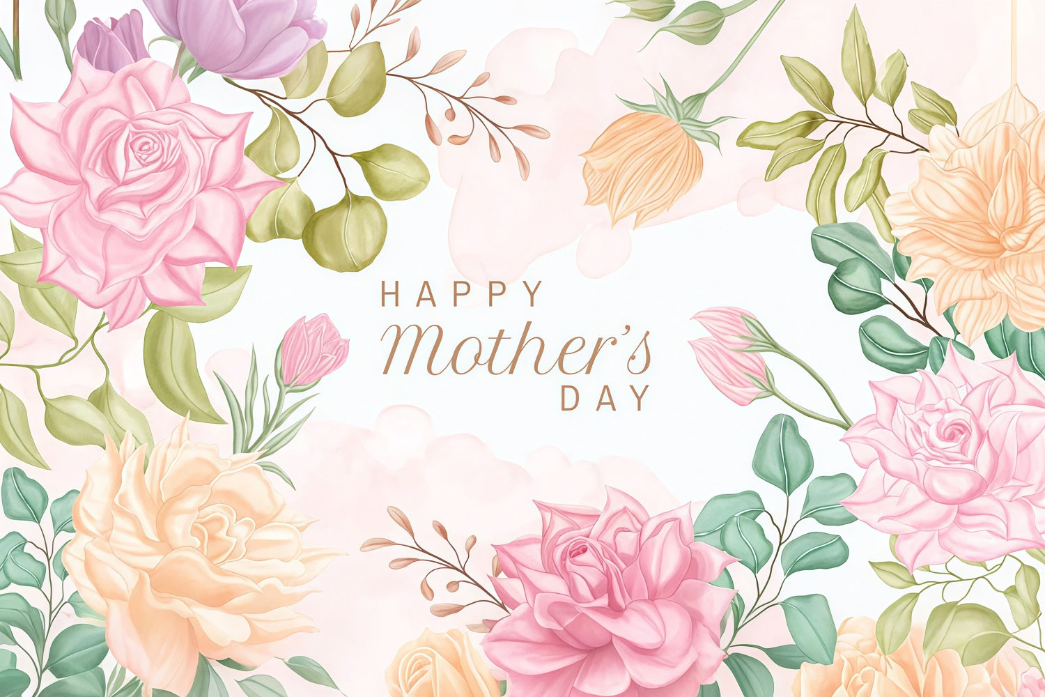 Mother's Day Backdrop Ideas Artistic Watercolor Blossom Custom Backdrop UK GTY3-204
