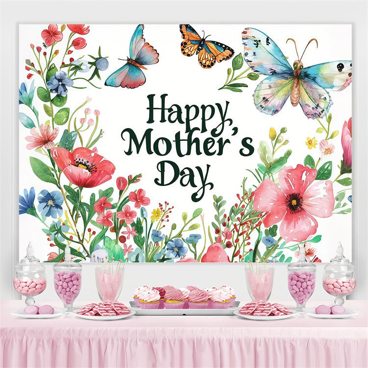 Backdrop For Mothers Day Butterfly Floral Mom Customized Backdrop UK GTY3-205