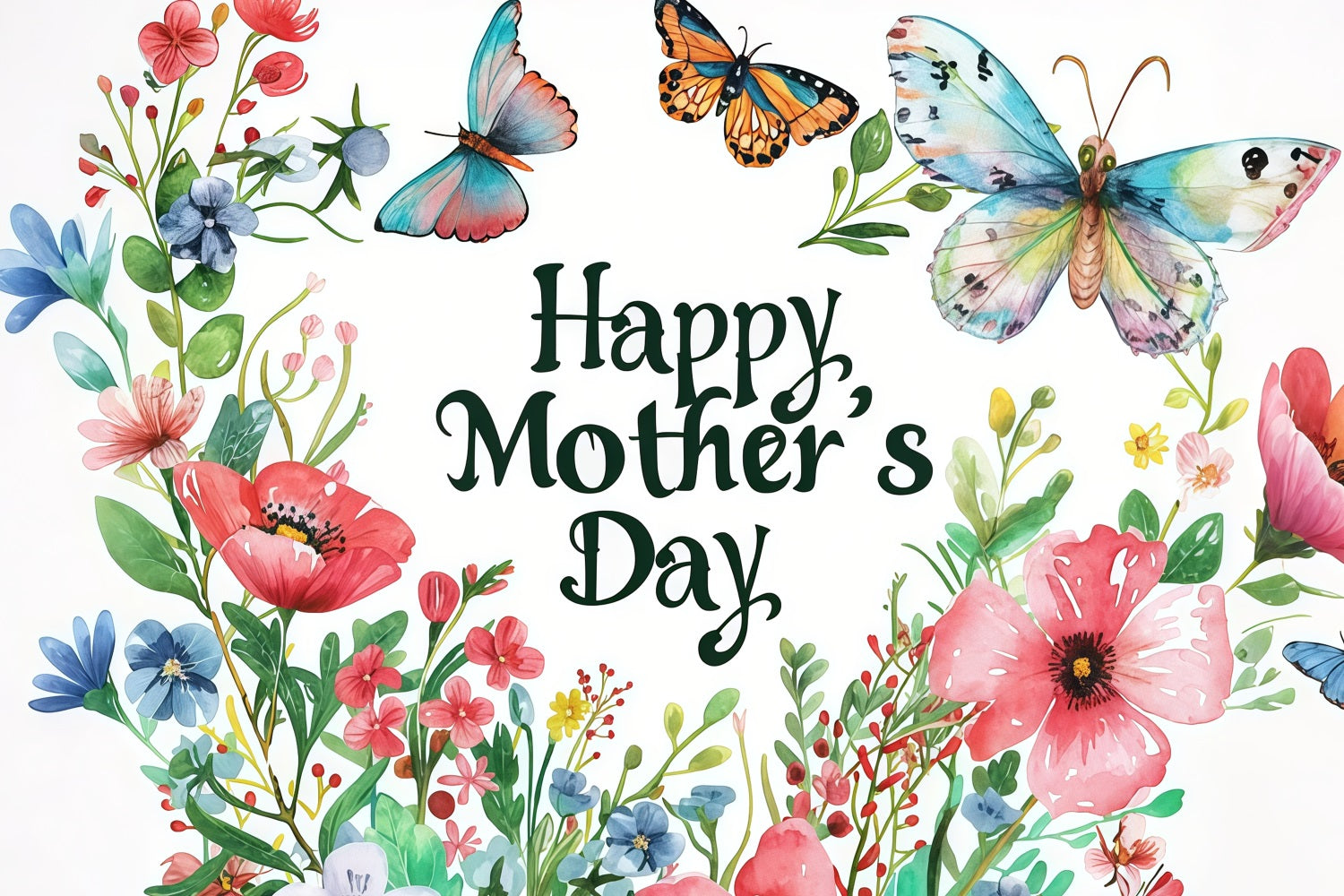 Backdrop For Mothers Day Butterfly Floral Mom Customized Backdrop UK GTY3-205