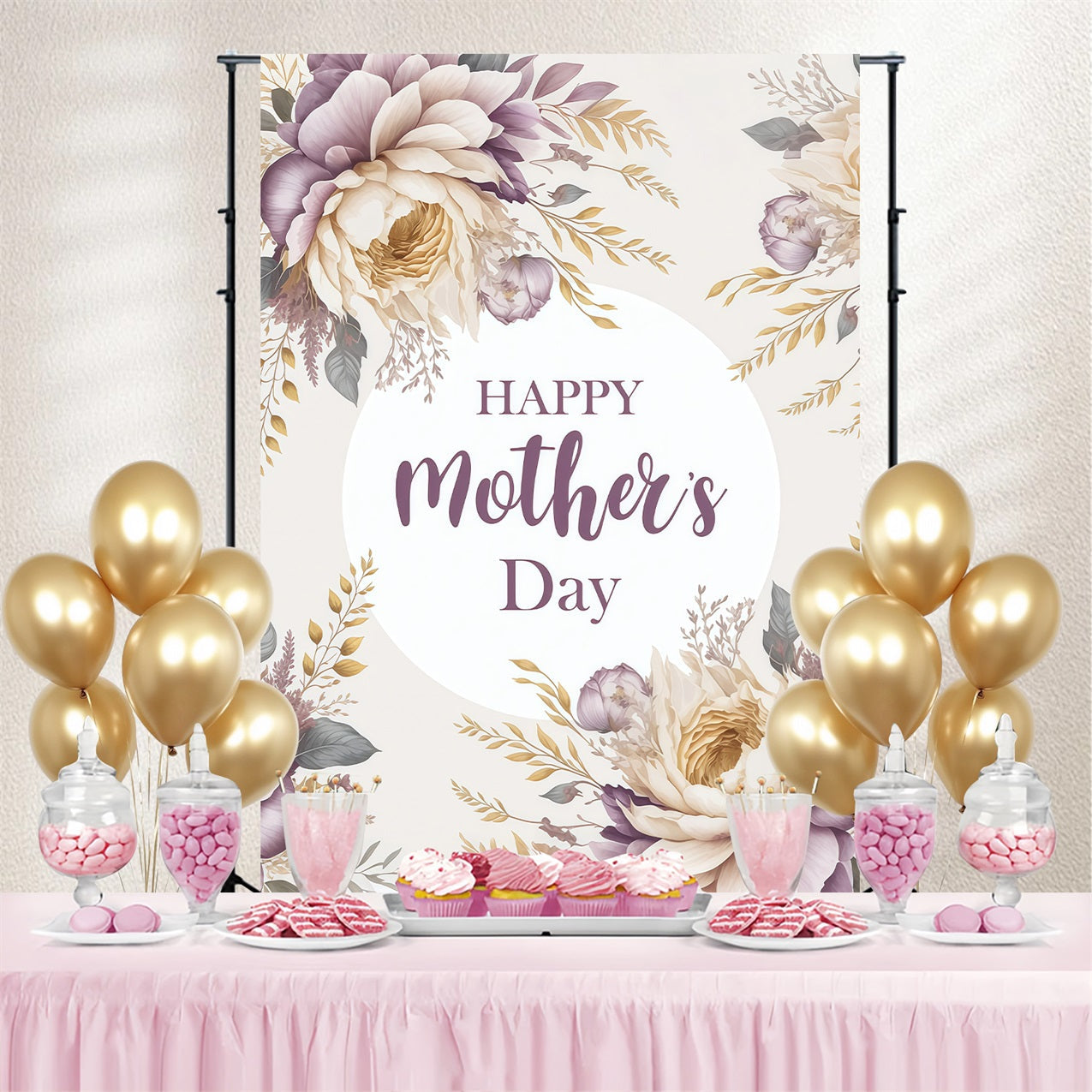 Happy Mother's Day Backdrop Peony Bloom Personalised Backdrop UK GTY3-207