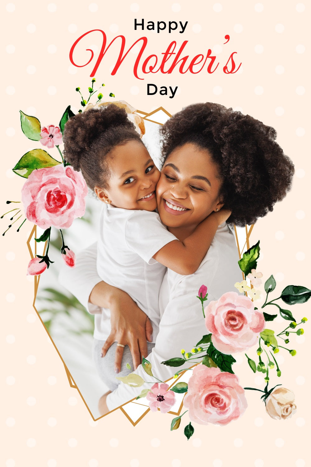 Backdrop Mothers Day Floral Golden Frame Custom Backdrop UK GTY3-208
