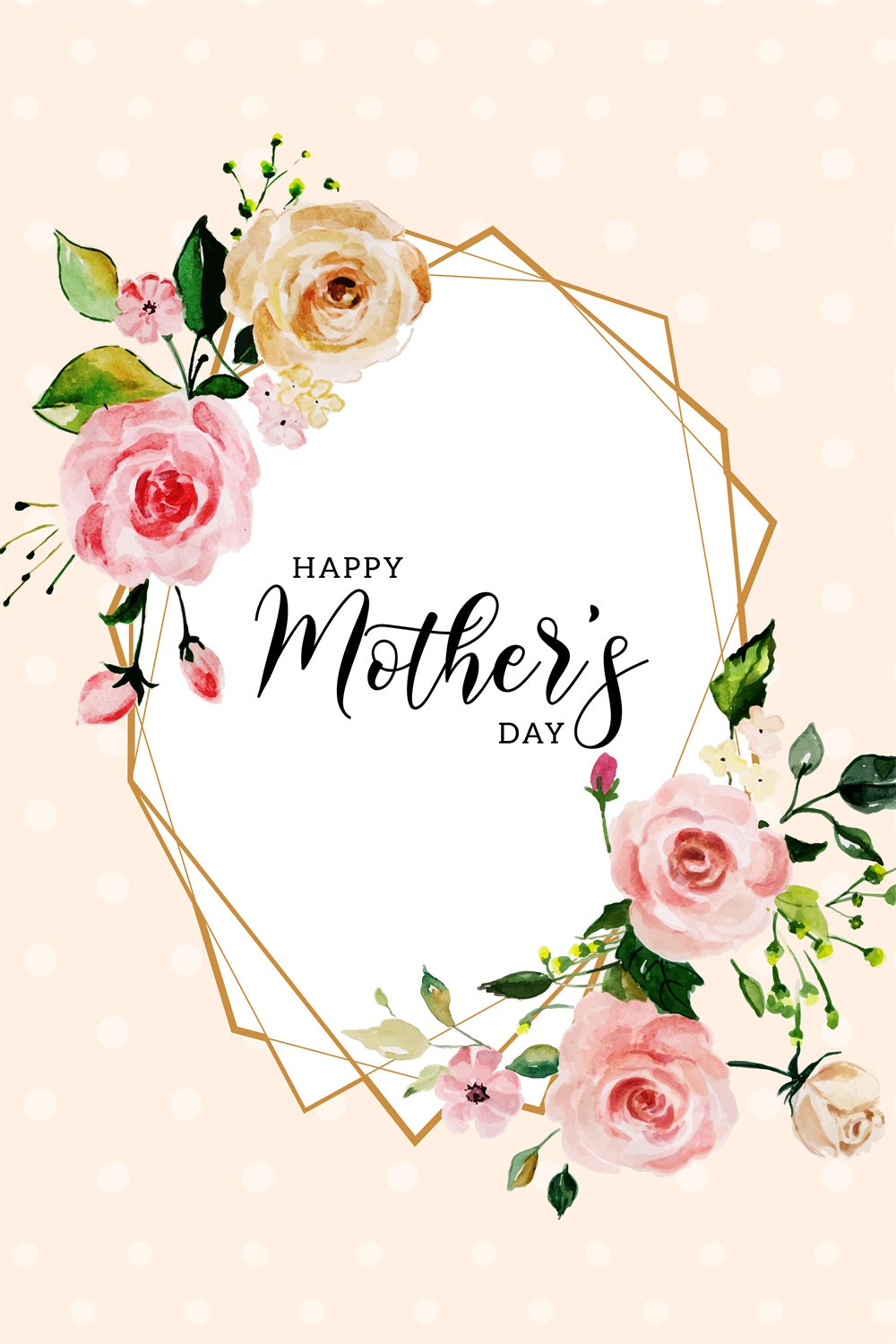 Backdrop Mothers Day Floral Golden Frame Custom Backdrop UK GTY3-208
