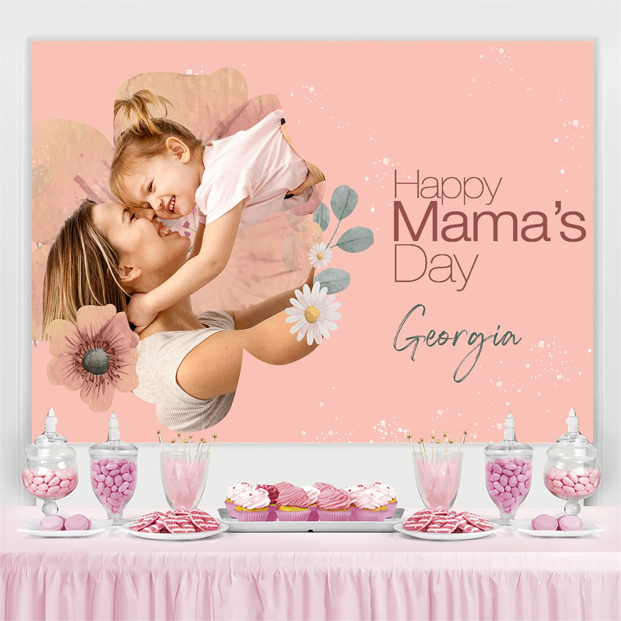 Backdrops For Mothers Day Floral Embrace Personalised Backdrop UK GTY3-211