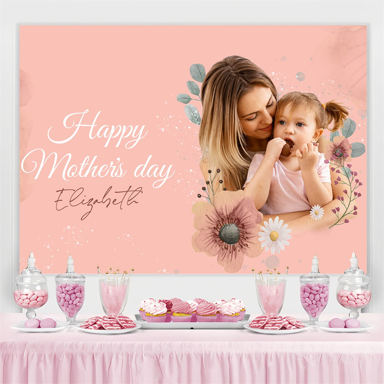 Mothers Day Photo Backdrop Love Floral Custom Backdrop UK GTY3-212