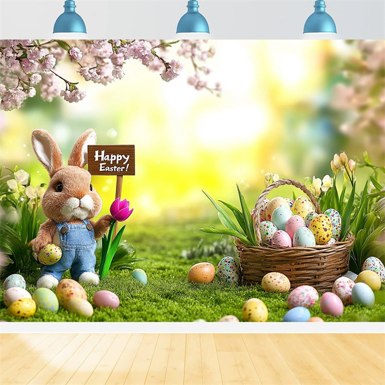 Easter Backdrops For Photos Cheerful Bunny Egg Hunt Backdrop UK GTY3-238