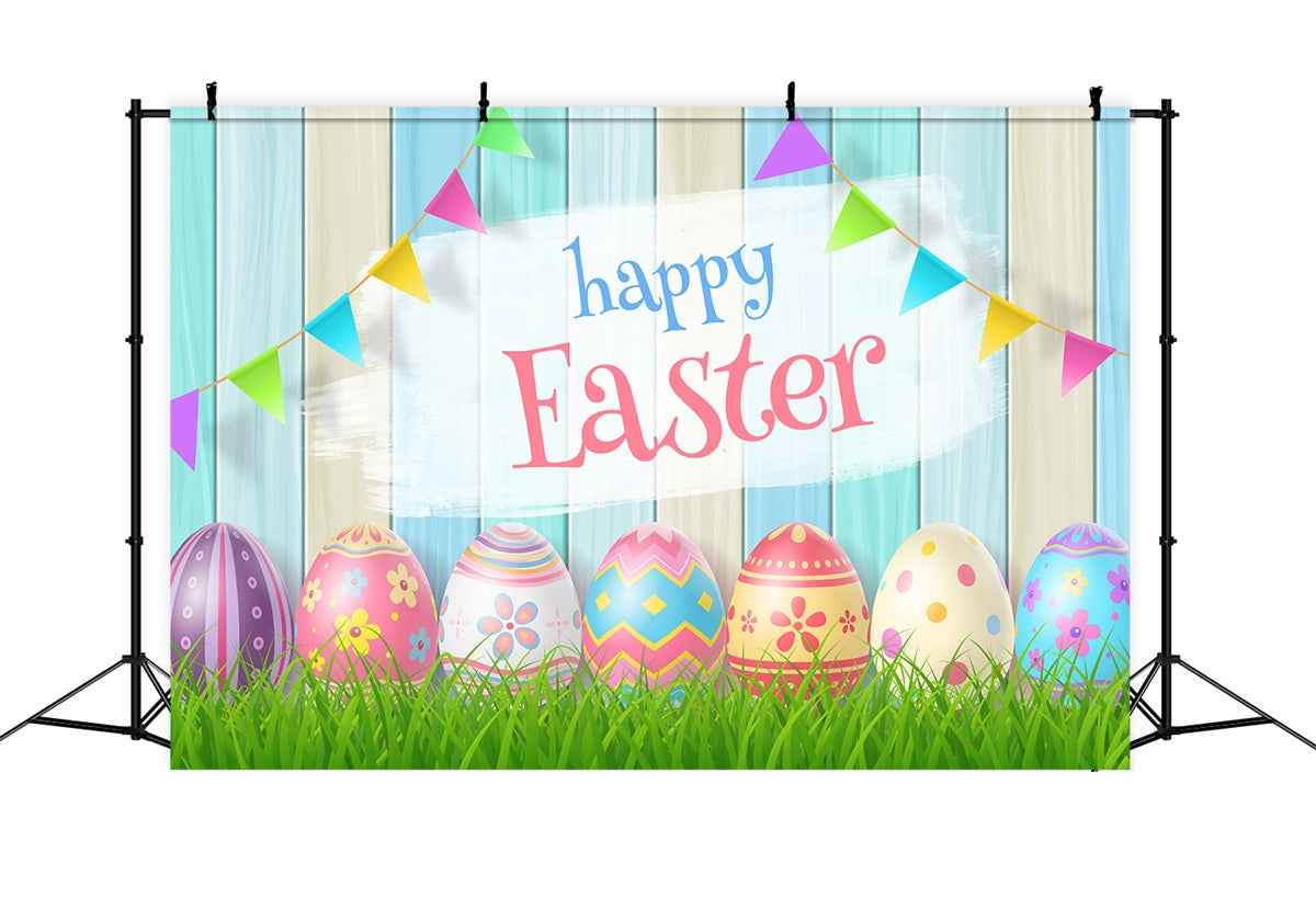 Backdrop Easter Colorful Pastel Egg Banner Backdrop UK GTY3-239