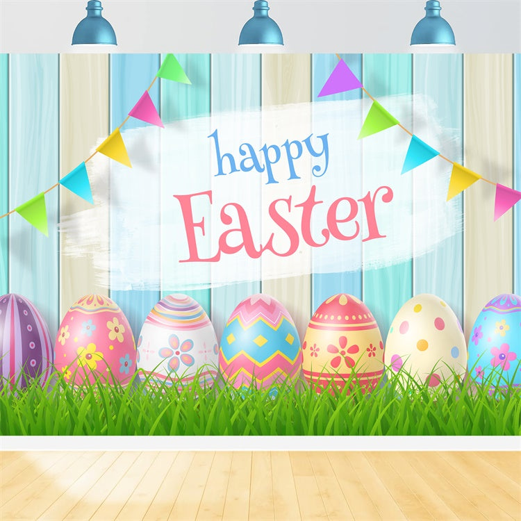 Backdrop Easter Colorful Pastel Egg Banner Backdrop UK GTY3-239