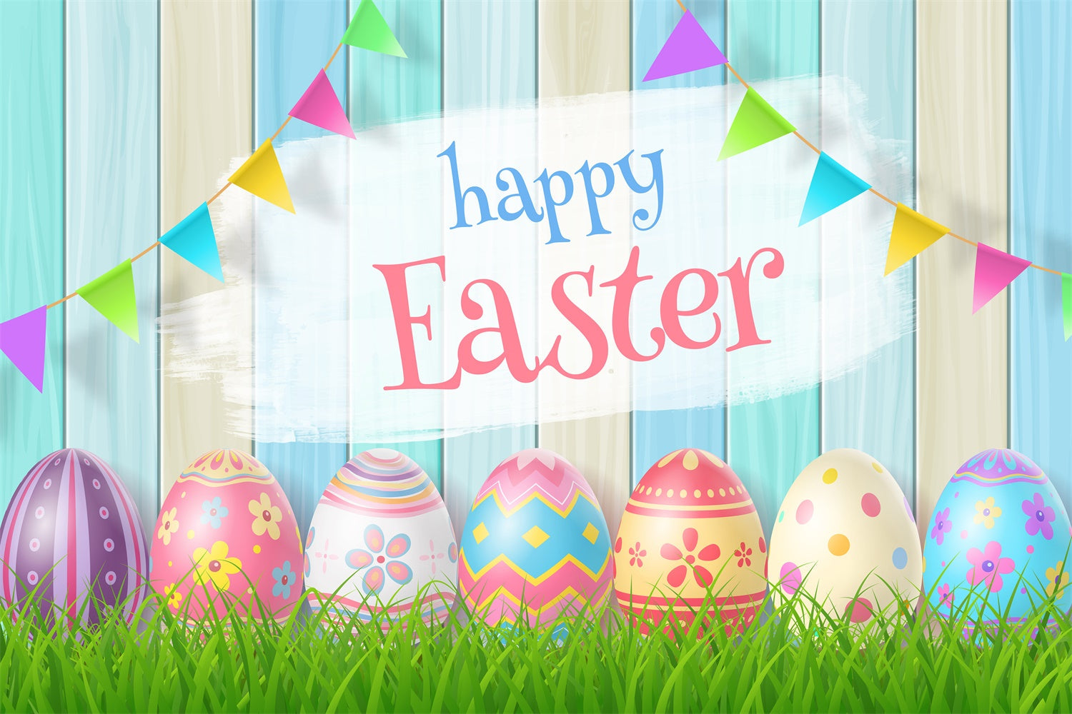 Backdrop Easter Colorful Pastel Egg Banner Backdrop UK GTY3-239