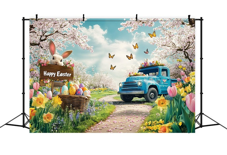 Easter Picture Ideas Romantic Blossom Blue Truck Backdrop UK GTY3-243