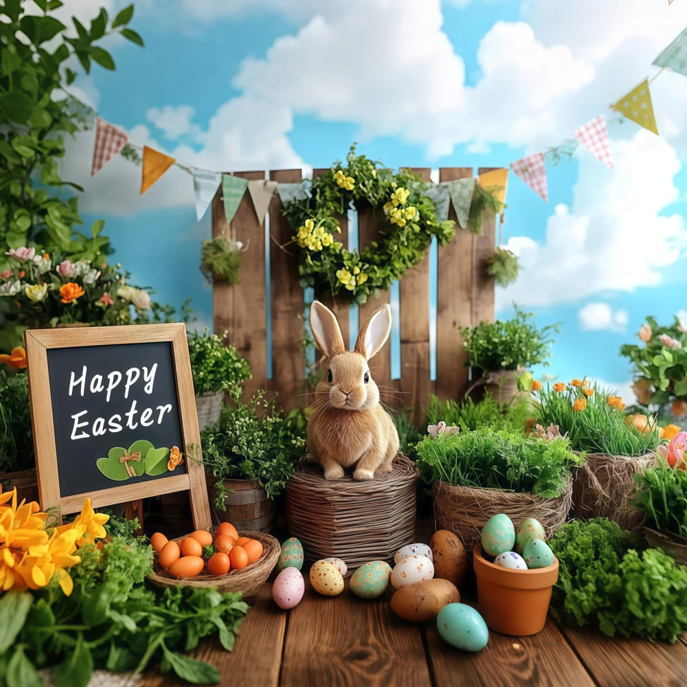 Photo Backdrops Easter Lush Greenery Carrot Bunny Backdrop UK GTY3-244