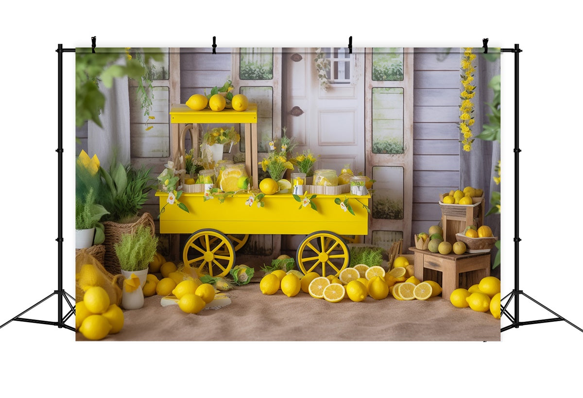 Lemon Backdrop Yellow Lemon Cart Country Summer Backdrop UK GTY3-285